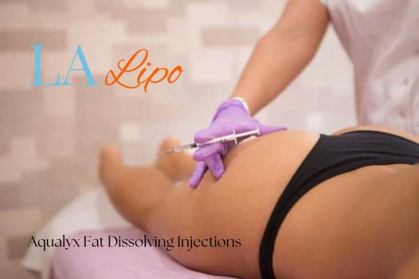 Woman having fat dissolving injections Burton upon Trent on thighs