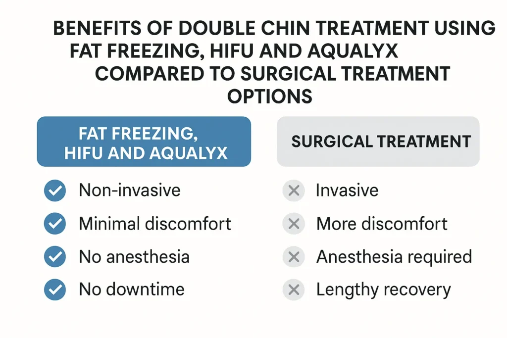 Graphic about the benefits of double chin treatment Burton upon Trent - from LA LIPO