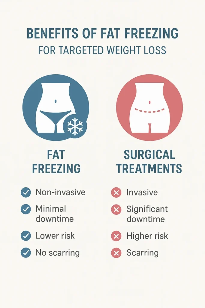 graphic showing the benefits of fat freezing Burton upon Trent