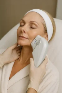 Woman receiving HIFU non surgical facelift treatment Burton upon Trent