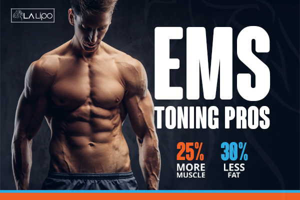Graphic of man with toned body showing the benefits of LA-EMS Body Sculpting Burton upon Trent treatment