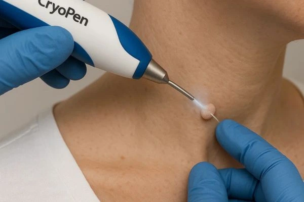 Person receiving cryotherapy Burton upon Trent for skin tag removal